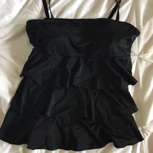 Tiered black tankini top
